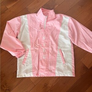 VINTAGE Nike Pink and White Zip up Windbreaker Jacket